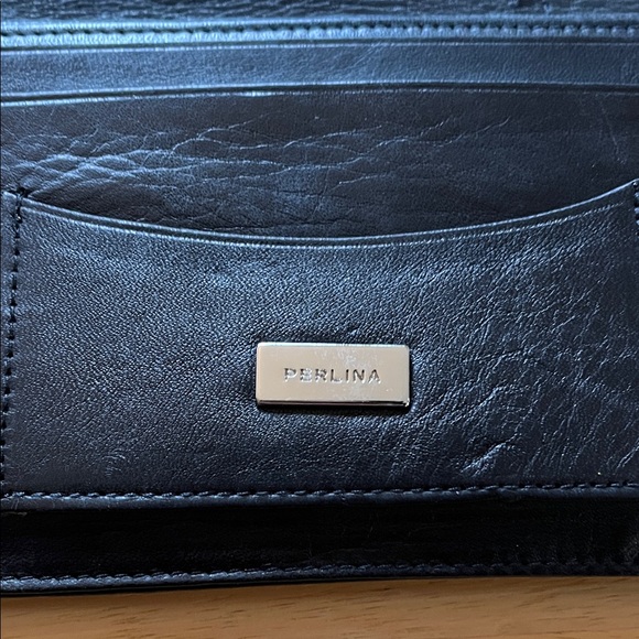 Vintage Perlina Black Leather clutch Wallet with check book holder - Picture 5 of 11